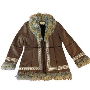 Vintage Learsi Jacket Penny Lane Afghan Fur Leather Embroidered Festival Boho